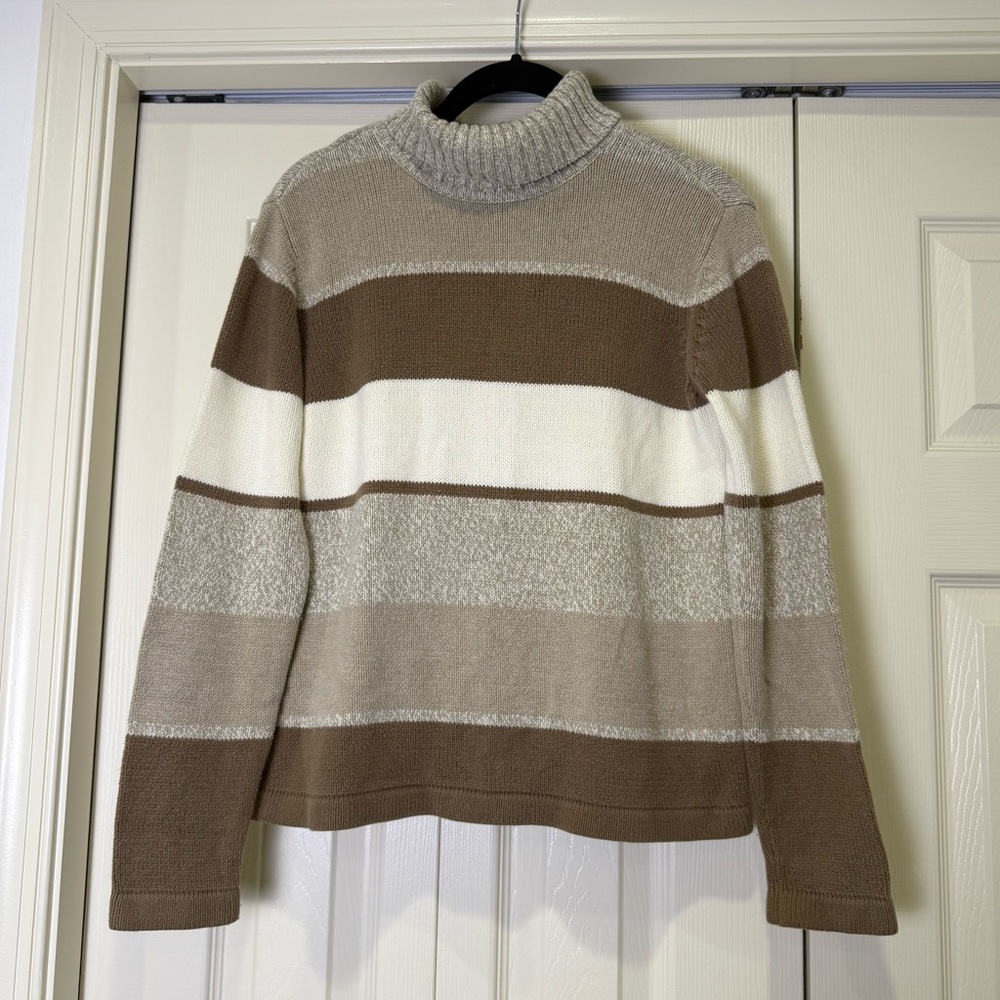 Vintage Liz Claiborne Crazy Horse Striped Turtleneck Sweater Size Small Petite